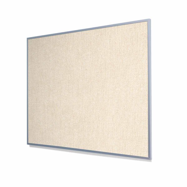 Type II Woven Vinyl Koroseal Linden II Latte Cork Board with Narrow Light Aluminum Frame